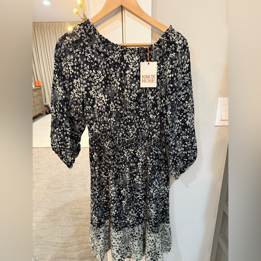 Knox Rose Black and Cream Boho Dress NWT Size Medium